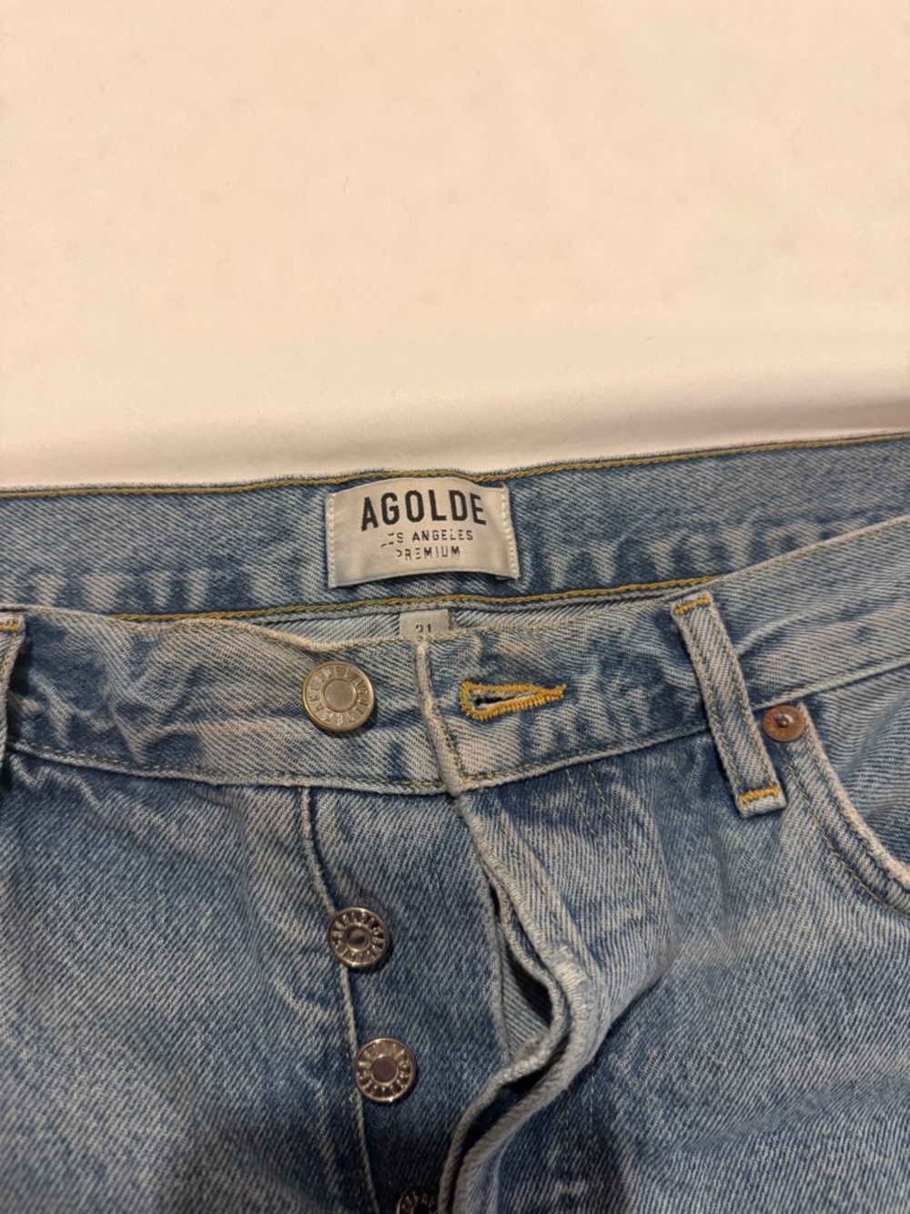 AGOLDE Light Wash Distressed Cutoff Jean Shorts - Picture 2 of 3